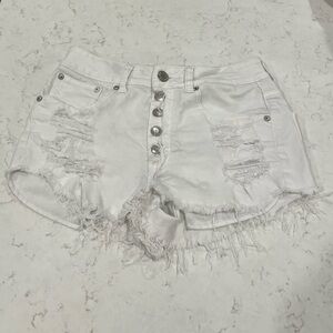 American Eagle White Stretch Hi-Rise Festival Jean Shorts